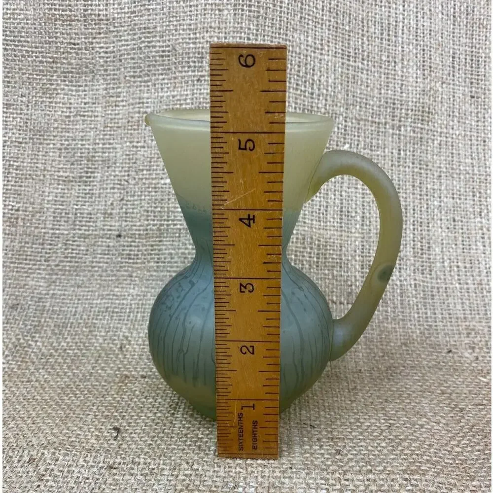 Al Rama Israel Small Hour Glass Pitcher Frosted Art Glass